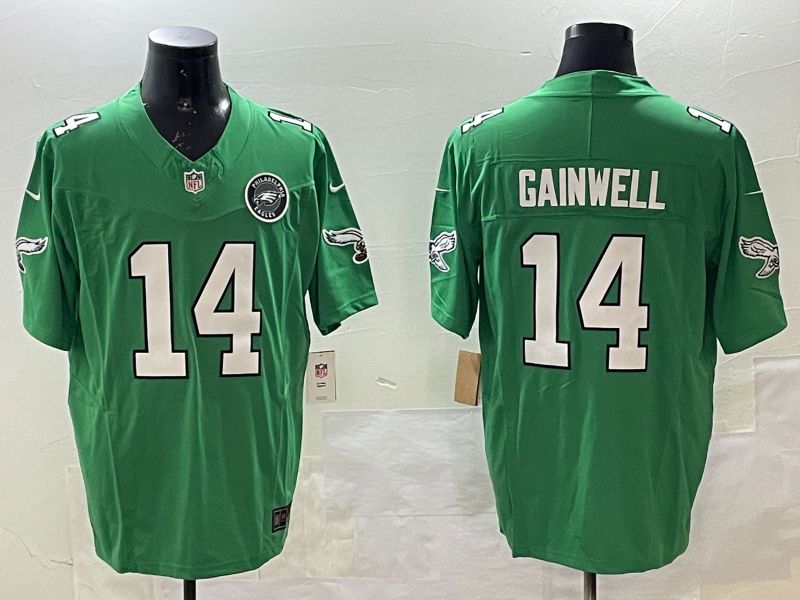 Men Philadelphia Eagles #14 Gainwell Green three generations 2025 Nike Vapor Limited NFL Jersey style 3